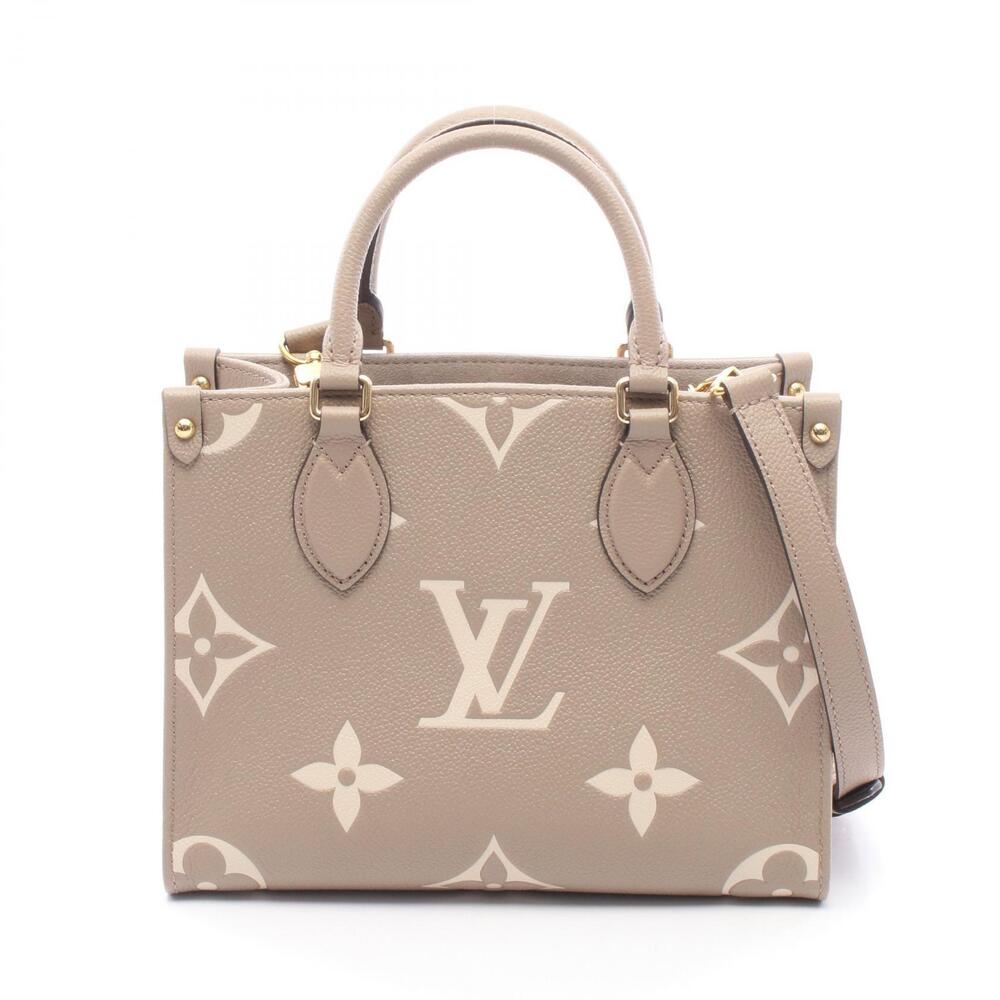 Louis Vuitton OnTheGo Bicolor Monogram Empreinte Tourtrell Handbag Leather Beige